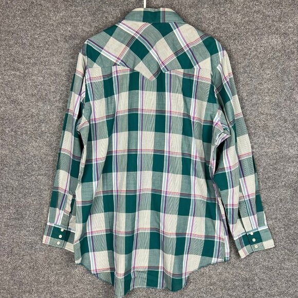 Wrangler Cut Regular Fit X-Long Tails Mens 16x34 Pearl Snap Western Shirt - Picture 2 of 8